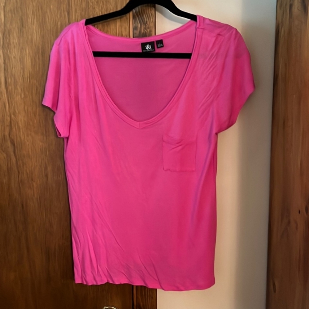 Rock & Republic Hot Pink Sparkly Short Sleeve Tshirt w/Pocket